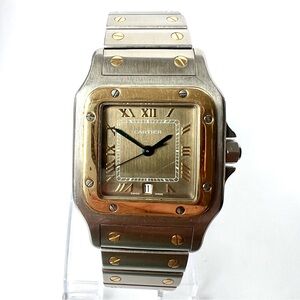 CARTIER SANTOS GALBEE Quartz 29mm 2 Tone Watch Bronze Dial